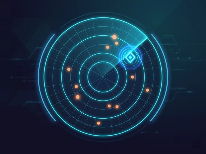 Radar-like visual showing tracking of evolving coding-agent tools.