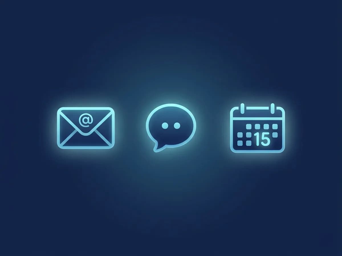 Simple contact-themed visual with communication symbols.